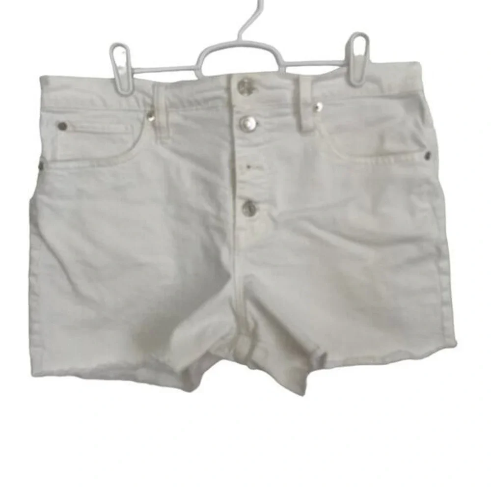 J. Crew Denim Shorts Womens 30 White High‎ Rise Button Fly Raw Hem Cut Off